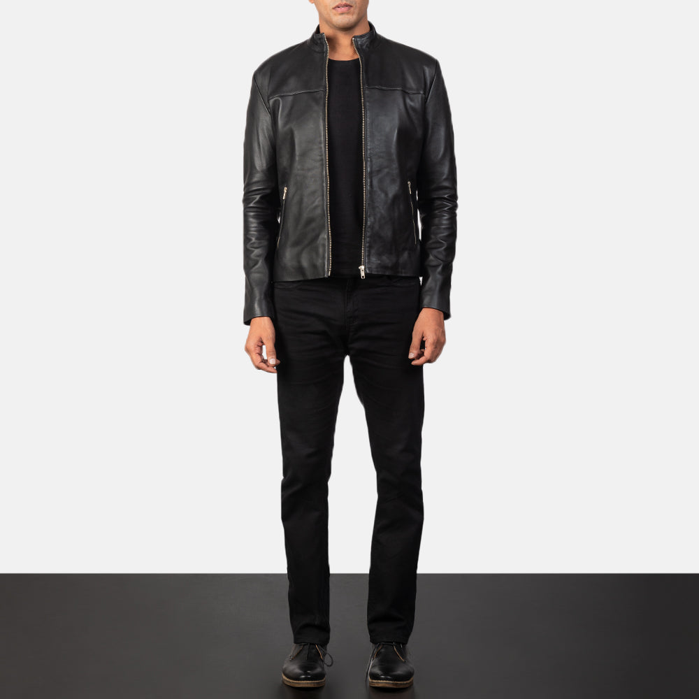 New Men Black Racing Motorbike Riding Leather Biker Jacket