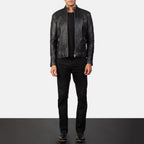 New Men Black Racing Motorbike Riding Leather Biker Jacket