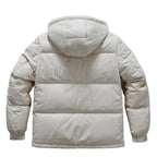 White Goatskin Leather Bomber Hooded Down Jacket