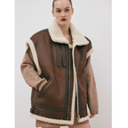 Chocolate Brown Women Aviator Sheepskin Leather Vest