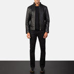 New Alex Black Motorbike Racing Moto Leather Biker Jacket For Men