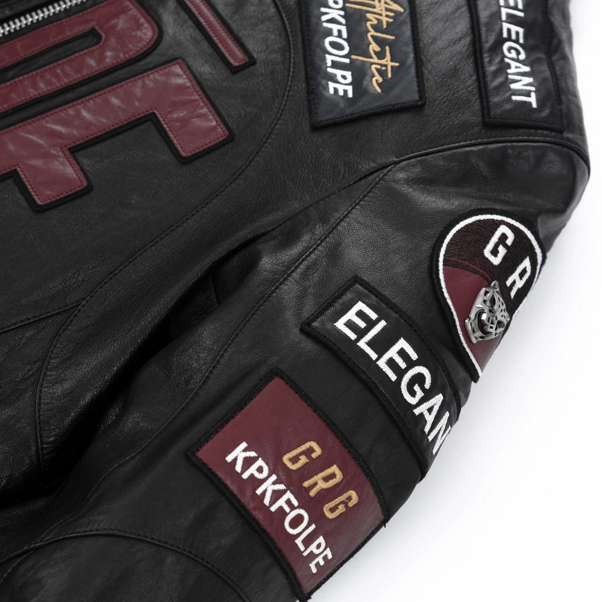 Black Full Patched Genuine Leather Racer Jacket
