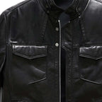 Men's 100% Goatskin Quilted Bomber Leather Motorcycle Jacket