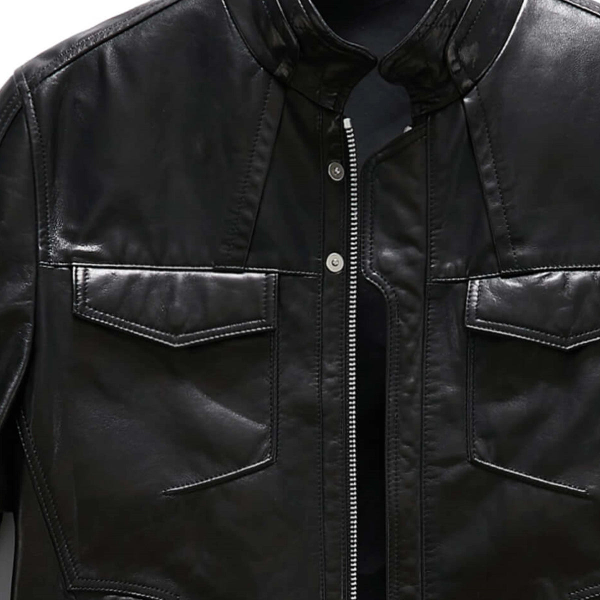 Men's 100% Goatskin Quilted Bomber Leather Motorcycle Jacket