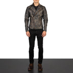 New Men Brown Moto Racing Motorbike Leather Biker Jacket
