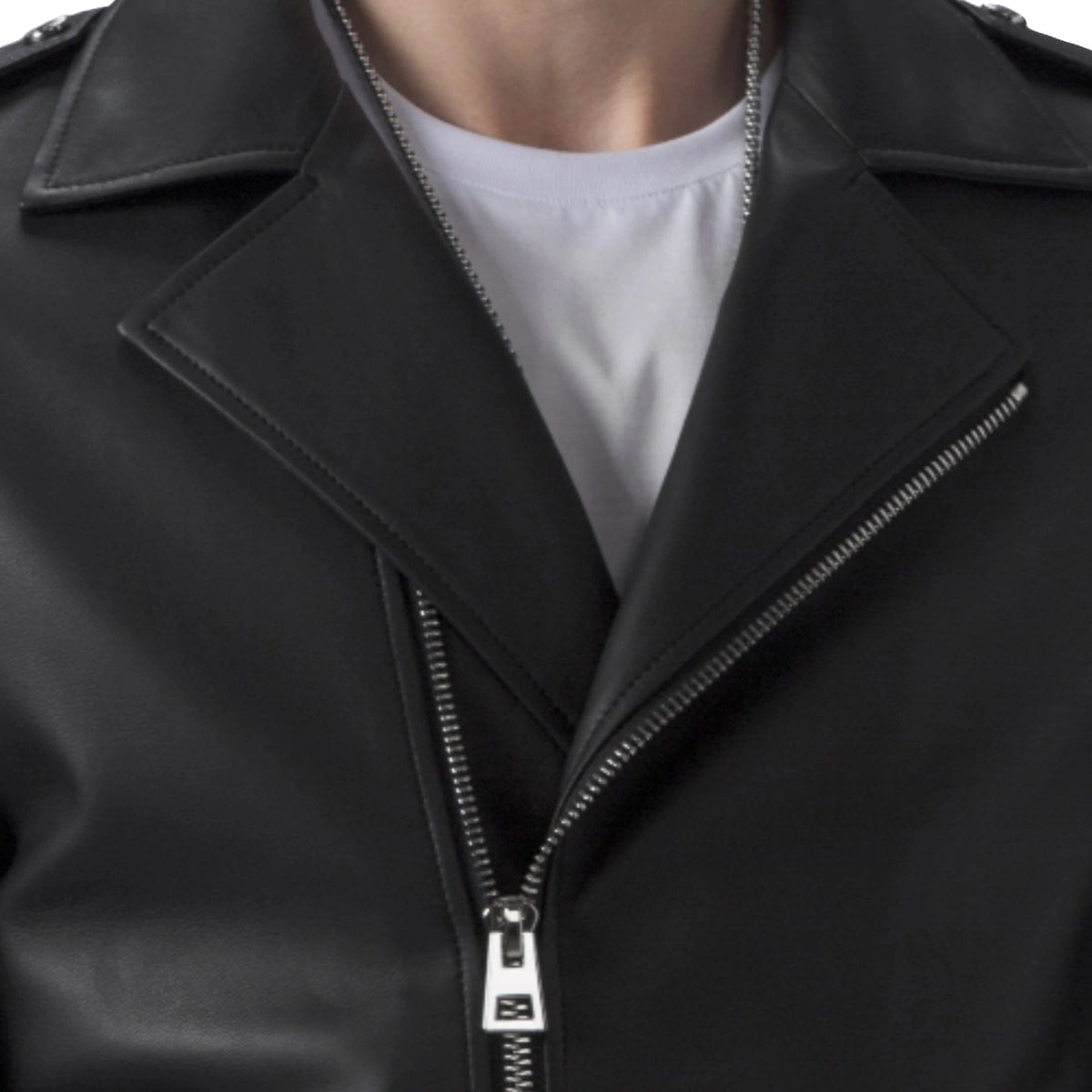 Black Asymmetric Zip Genuine Leather Motorcycle Jacket