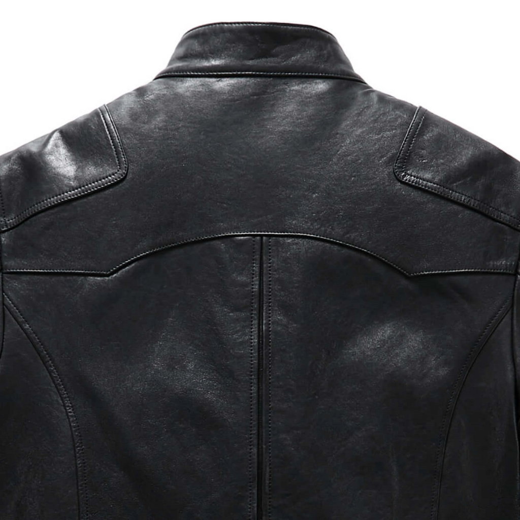 Men's Matte Black Goatskin Genuine Leather Bomber Jacket
