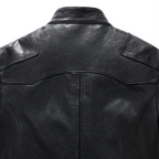 Men's Matte Black Goatskin Genuine Leather Bomber Jacket