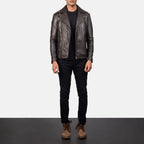 Brown Moto New Motorcycle Riding Leather Biker Jacket For Men