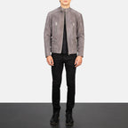 New Damian Grey Motorbike Riding Moto Leather Suede Biker Jacket For Men
