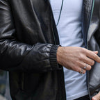 Black Hooded Genuine Leather Bomber Jacket