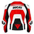 Ducati-Inspired Red White Leather Motorcycle Jacket – CE Armor