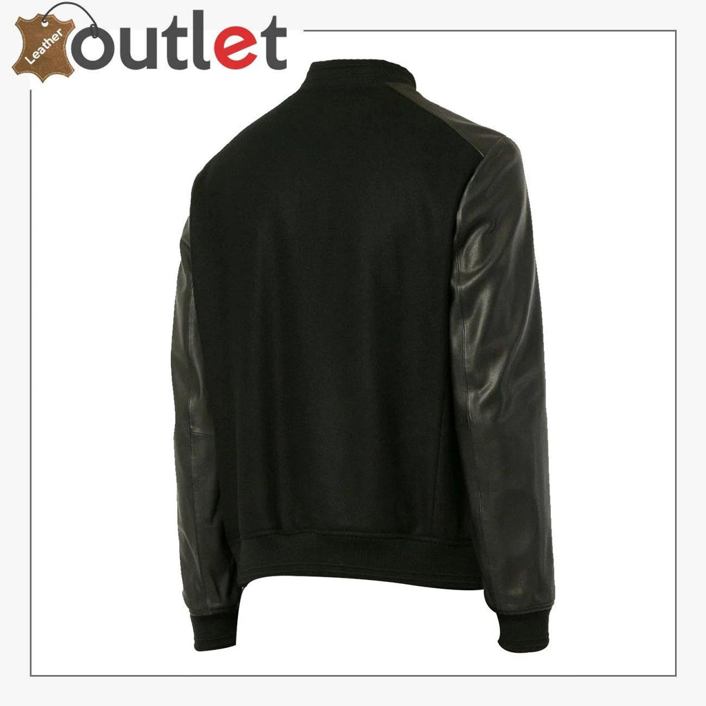 Men Black College Bomber Jacket