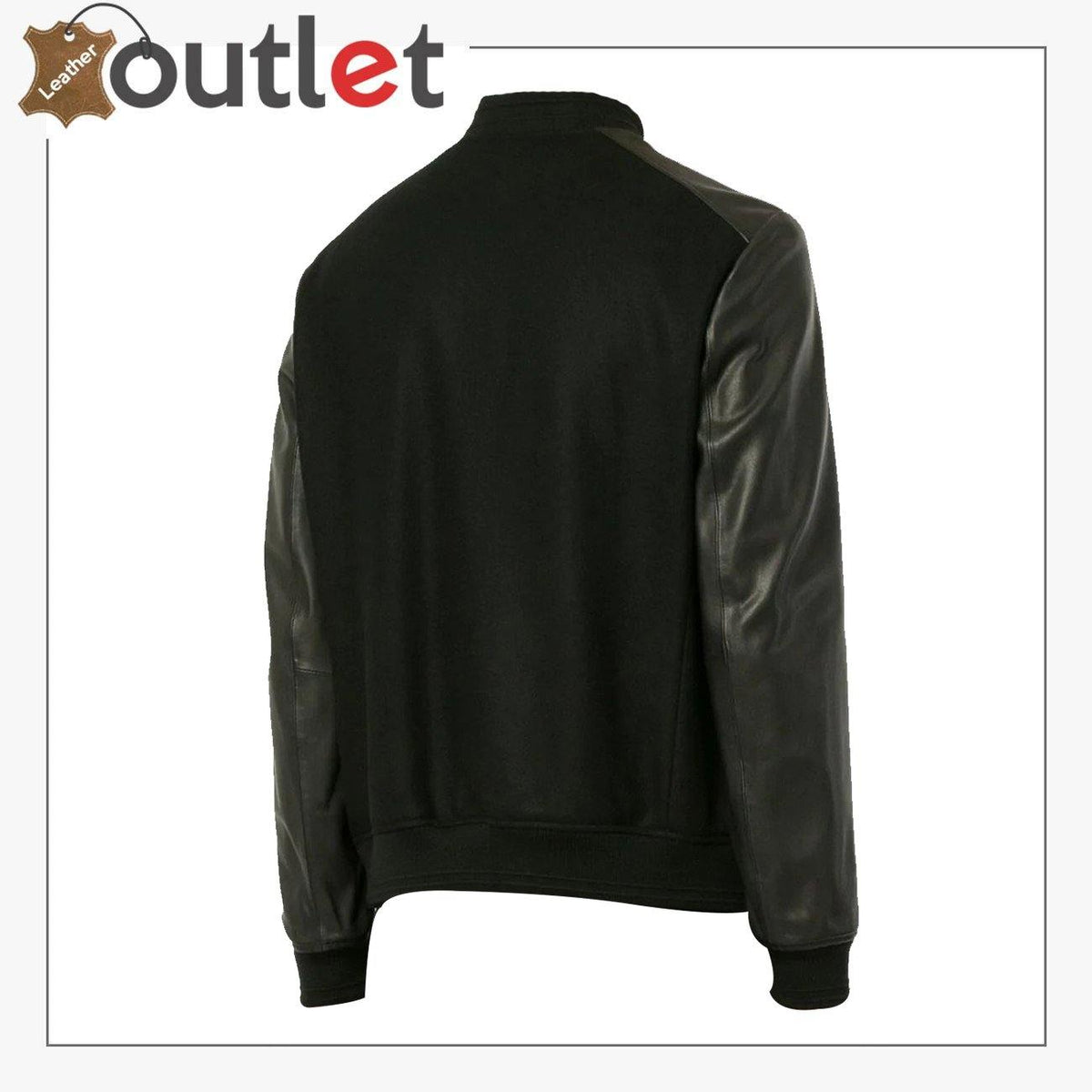 Men Black College Bomber Jacket
