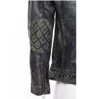 Men’s Black Stone Wash Café Racer Leather Jacket Modern Retro Biker Look