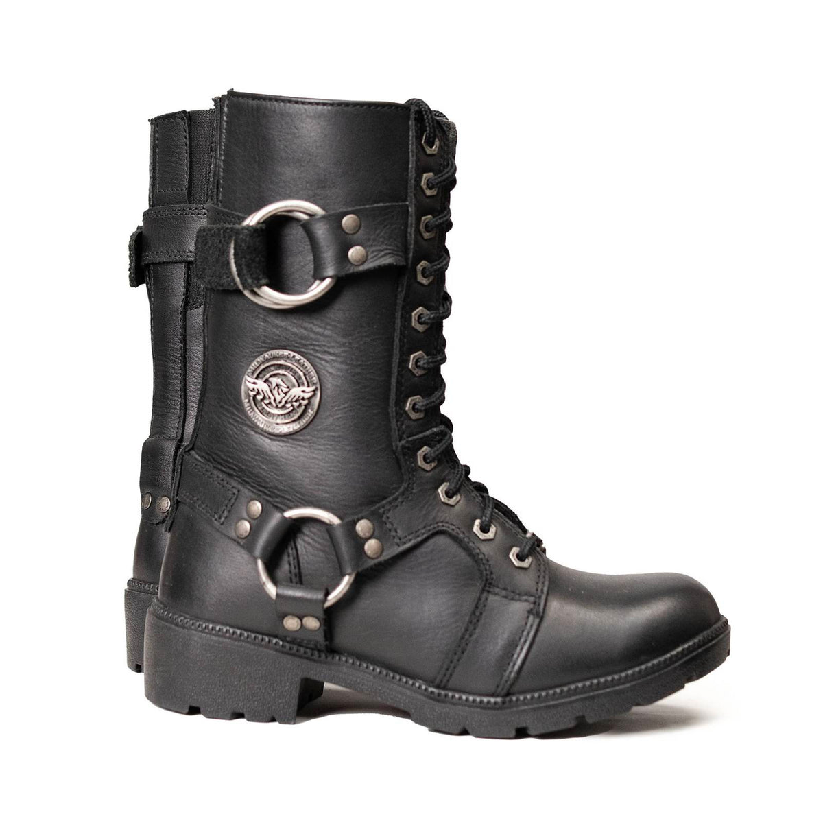 Milwaukee Leather Women's Premium Leather Motorcycle Riding Boots - Lace-To-Toe Harness - Zipper Closure - MBL9391
