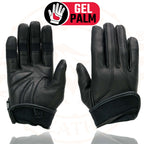 Milwaukee Leather MG7700 Women's Black Leather Gel Palm Lightweight Motorcycle Hand Gloves W/ Open Wrist Expansion