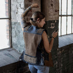 Milwaukee Leather Women's MLL4509 Smoocher Two Tone Crazy Horse Brown and Black Leather Club Style Motorcycle Vest