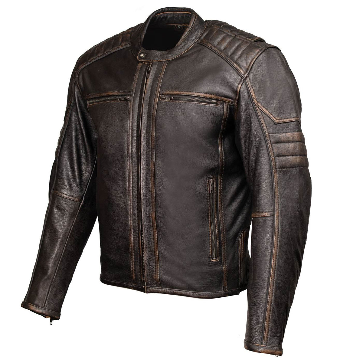 MMCC Men's Anarchy Brown Leather Motorcycle Jacket - MMC10004