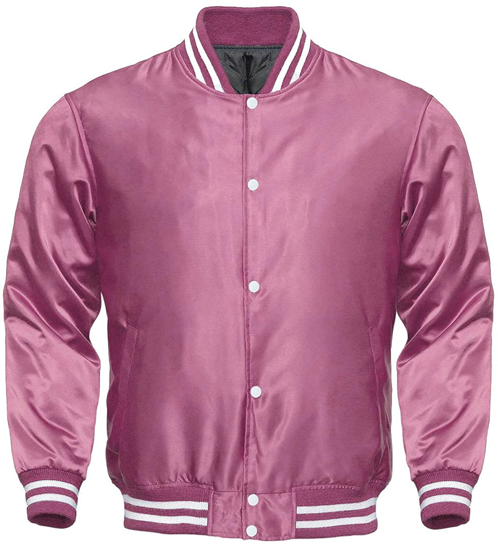 Varsity Letterman Baseball Bomber Vintage Retro All Poly Satin Jacket