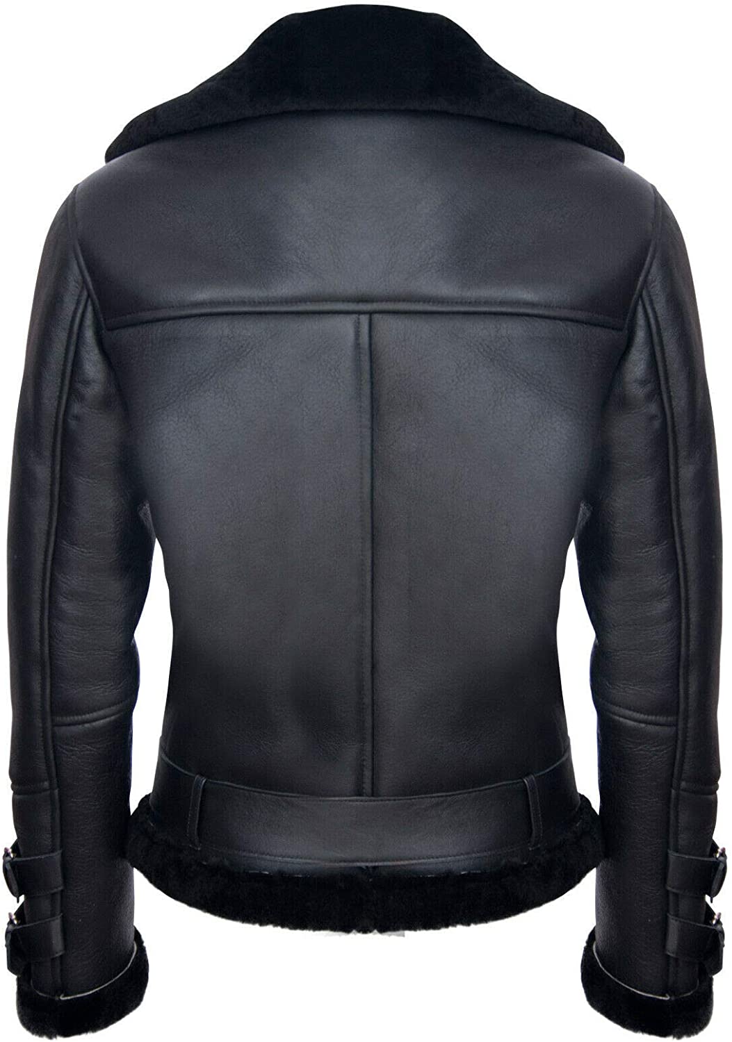 Men's Retro RAF B3 Pilot Real Sheepskin Shearling Biker Leather Jacket