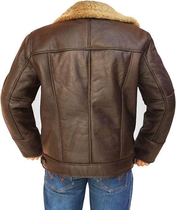 Aviator Pilot Flying Fur Shearling B3 Raf Brown Jacket