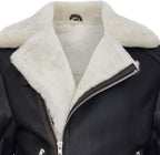 Men's Retro RAF B3 Pilot Real Sheepskin Shearling Biker Leather Jacket