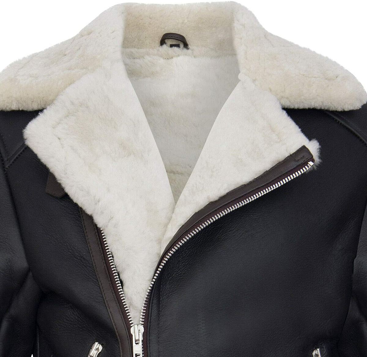 Men's Retro RAF B3 Pilot Real Sheepskin Shearling Biker Leather Jacket