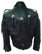 Men’s Leather Bomber Biker Jacket with Tussles
