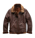 Brown Leather Unisex Sherpa Aviator Jacket