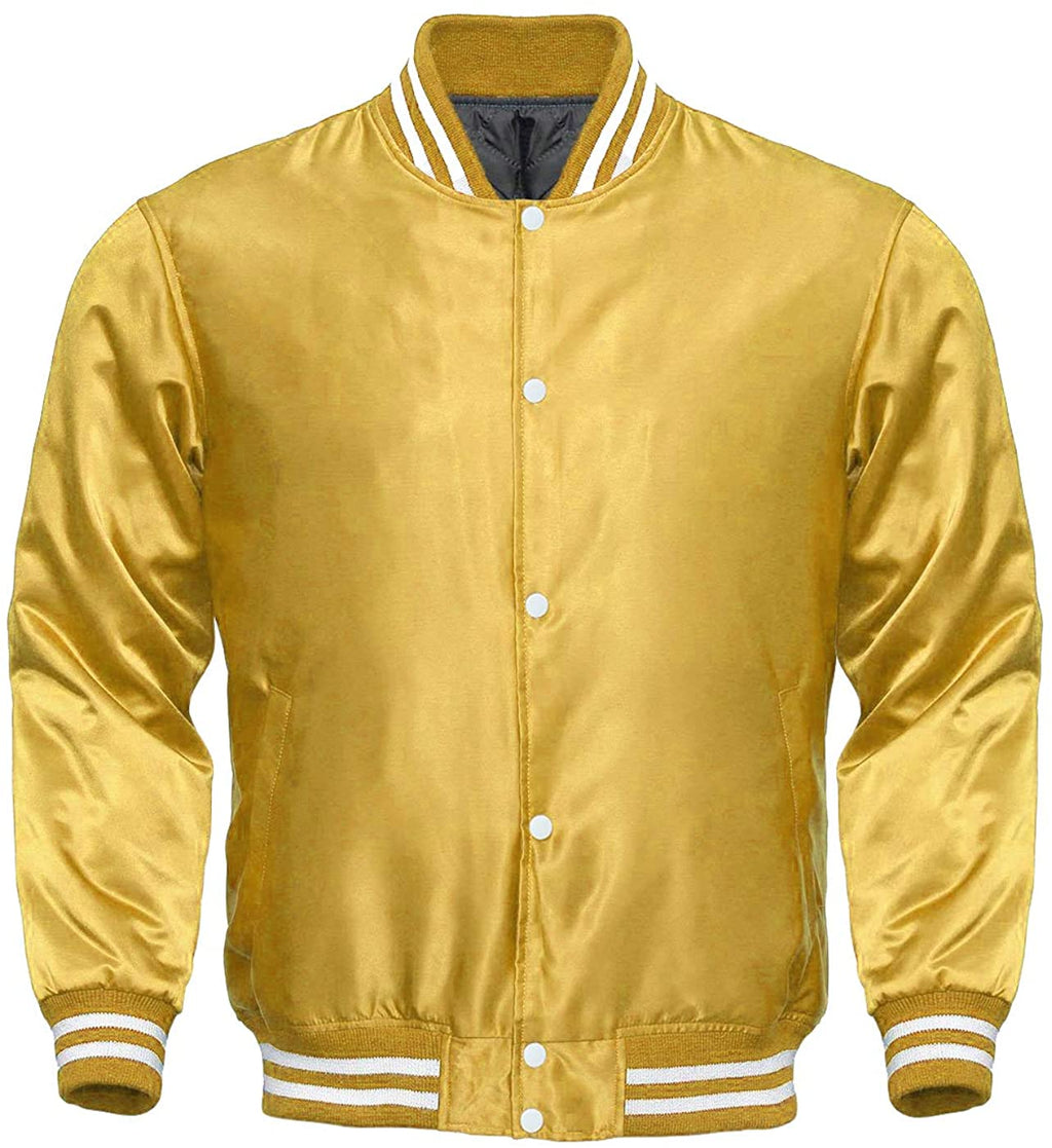 Varsity Letterman Baseball Bomber Vintage Retro All Poly Satin Jacket