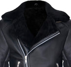 Men's Retro RAF B3 Pilot Real Sheepskin Shearling Biker Leather Jacket