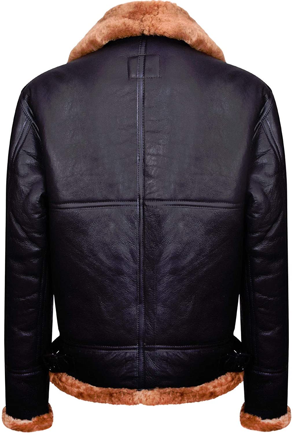 Men's Aviator Ginger Brown B3 Real Shearling Sheepskin Leather Bomber Flying Jacket