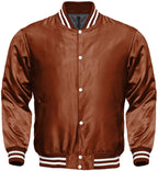 Varsity Letterman Baseball Bomber Vintage Retro All Poly Satin Jacket