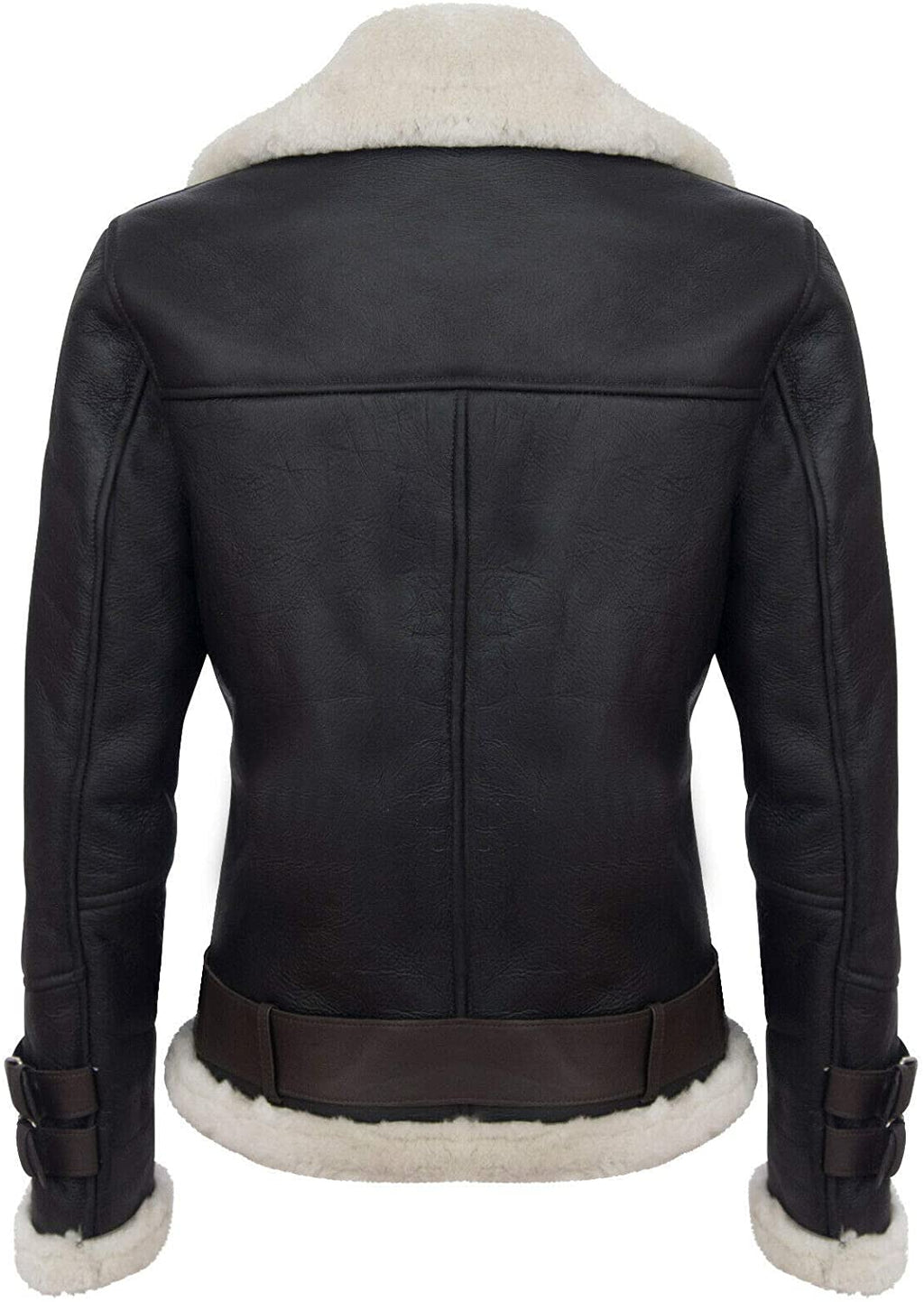 Men's Retro RAF B3 Pilot Real Sheepskin Shearling Biker Leather Jacket