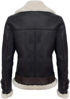Men's Retro RAF B3 Pilot Real Sheepskin Shearling Biker Leather Jacket