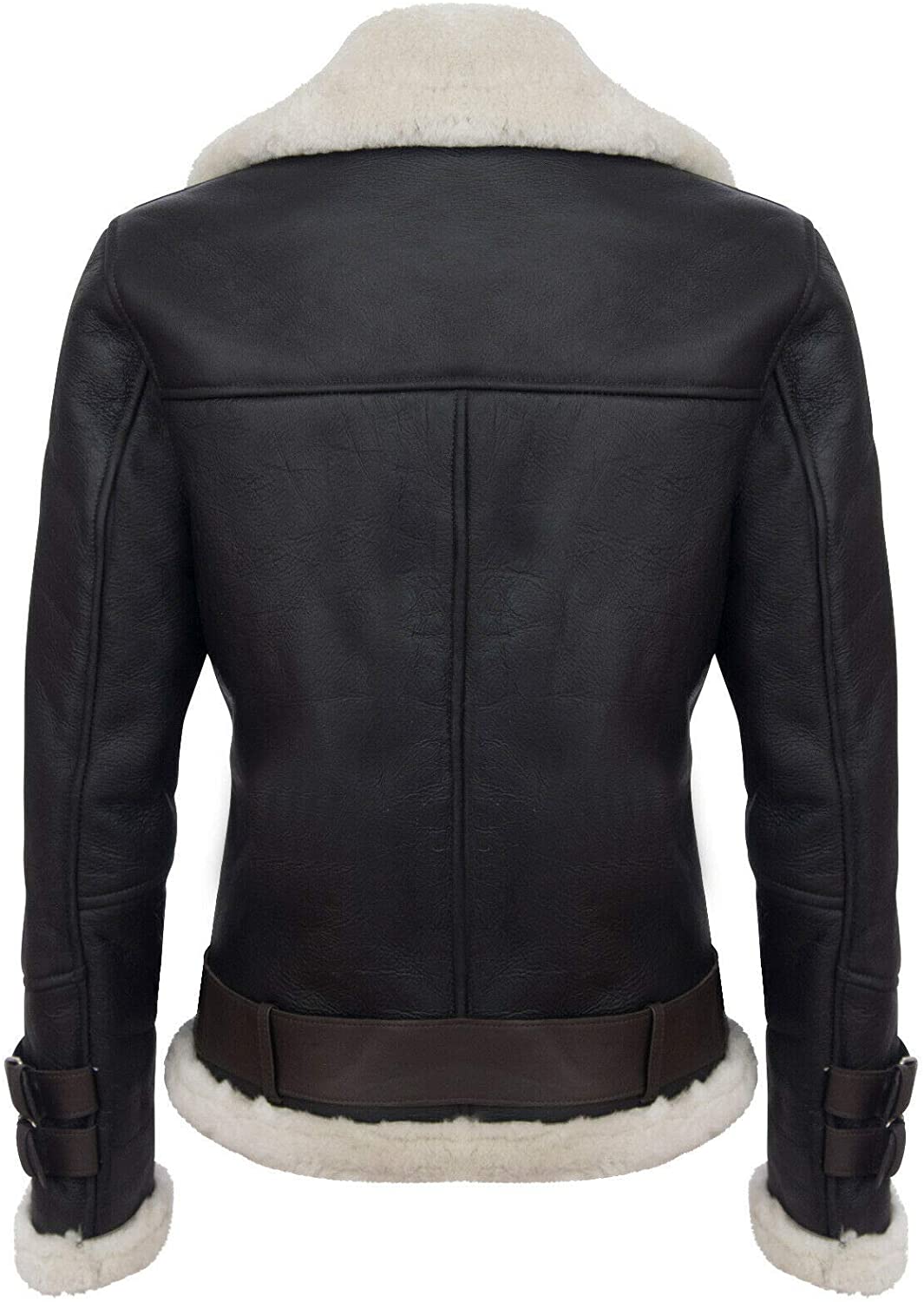 Men's Retro RAF B3 Pilot Real Sheepskin Shearling Biker Leather Jacket