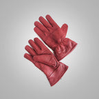 Men's Dark Red Perfect Strech Genuine Leather Winter Gloves