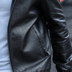 Black Hooded Genuine Leather Bomber Jacket