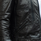 Black Casual Goatskin Leather Bomber Jacket