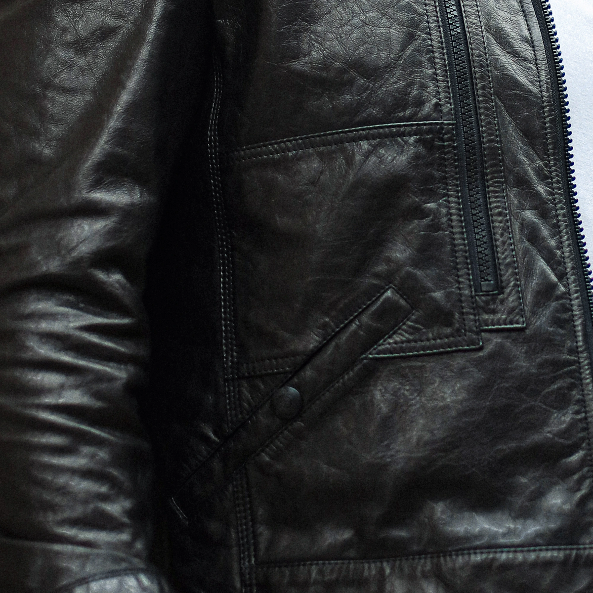 Black Casual Goatskin Leather Bomber Jacket
