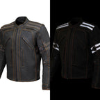 Milwaukee Leather Men's Matte Black 'Street' CE Armored Motorcycle Vented Jacket - Reflective - LKM17012