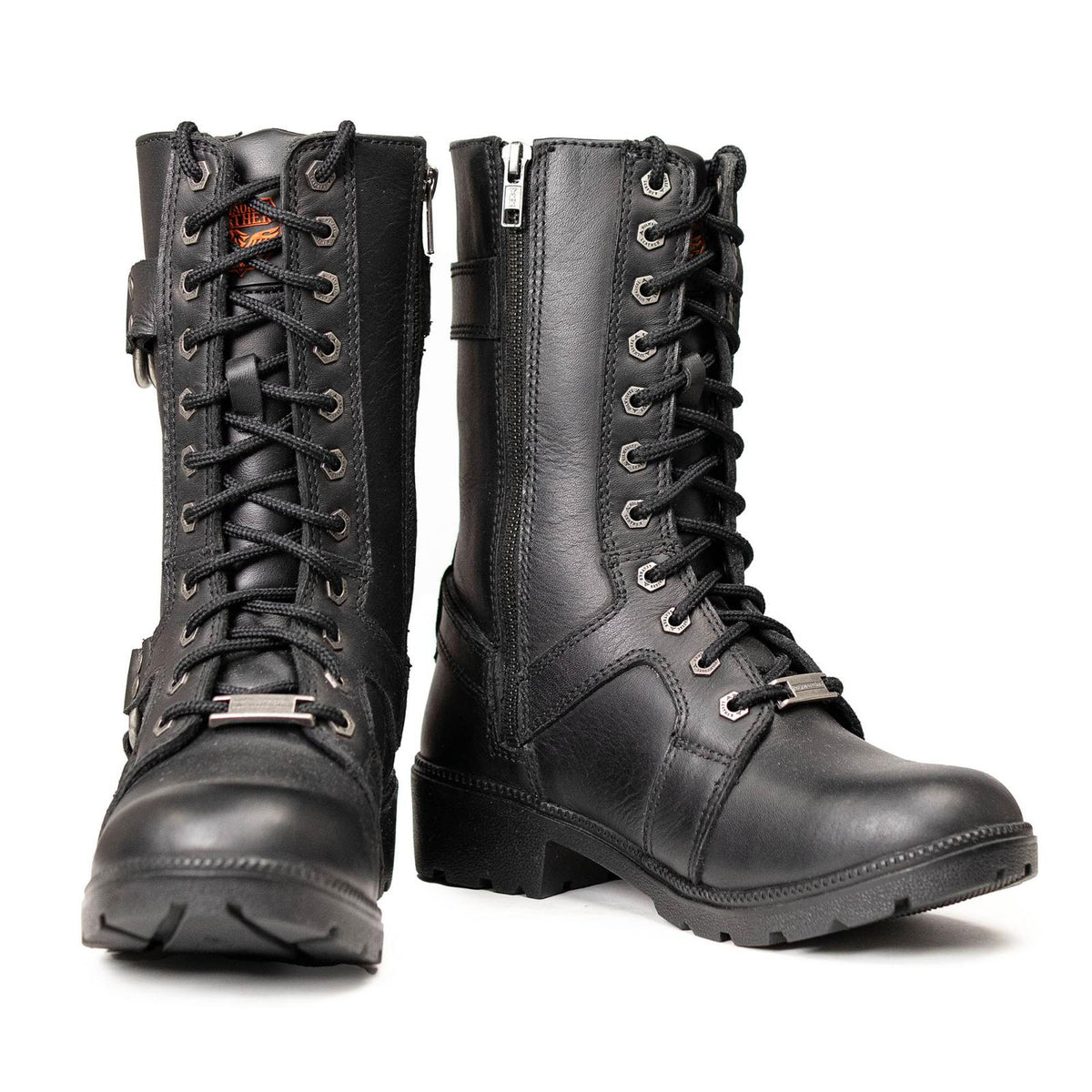 Milwaukee Leather Women's Premium Leather Motorcycle Riding Boots - Lace-To-Toe Harness - Zipper Closure - MBL9391