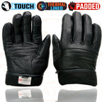 Milwaukee Leather MG7755 Women's Black Leather ’I - Touchscreen Compatible’ Thermal Lined Motorcycle Gloves W/ Gel Palm