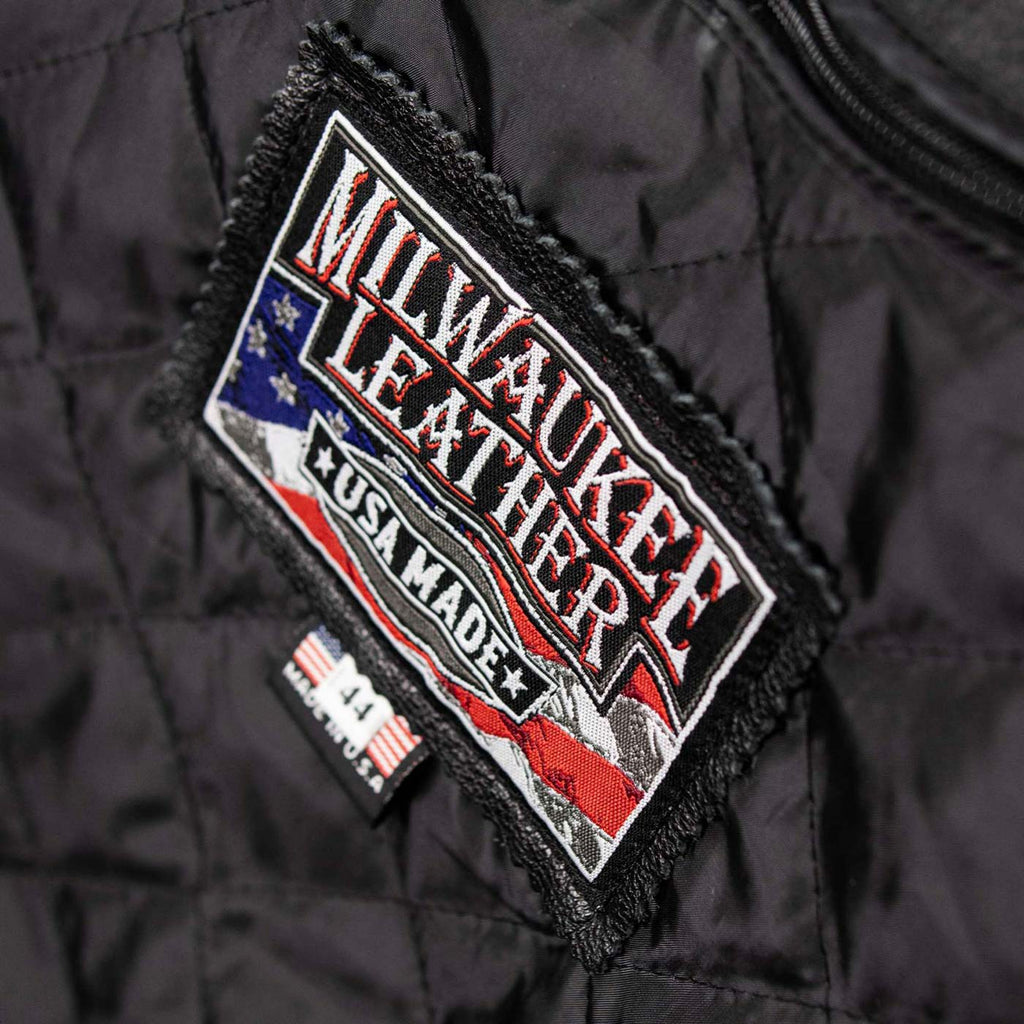 Milwaukee Leather USA MADE MLJKM5003 Men's Black Echo Premium Leather Motorcycle Jacket with Reflective Piping