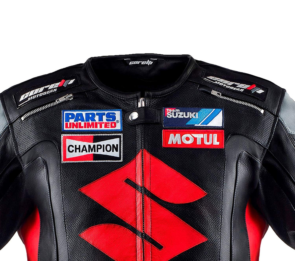 RED SUZUKI MOTUL MOTORCYCLE LEATHER RACING JACKET
