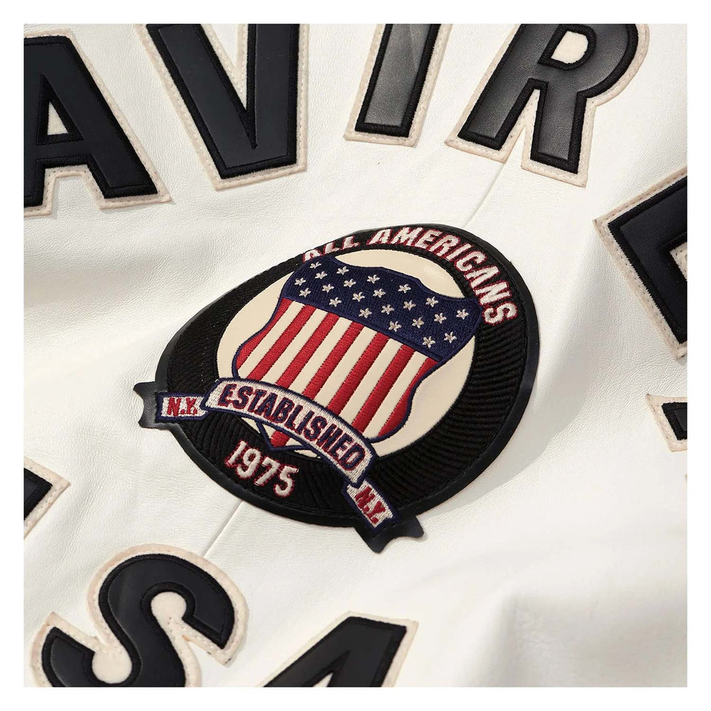 Avirex Iconic White Leather Bomber Jacket
