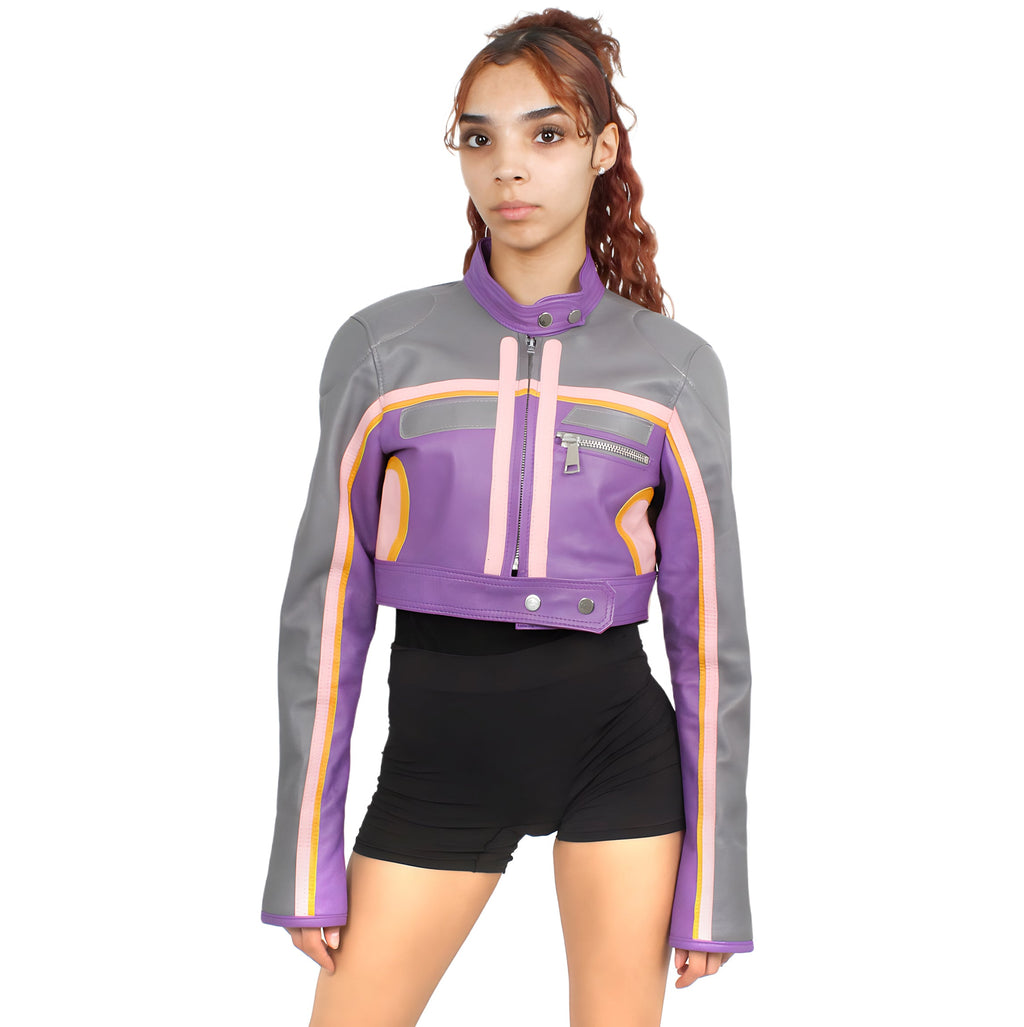 Cropped Leather Moto Jacket