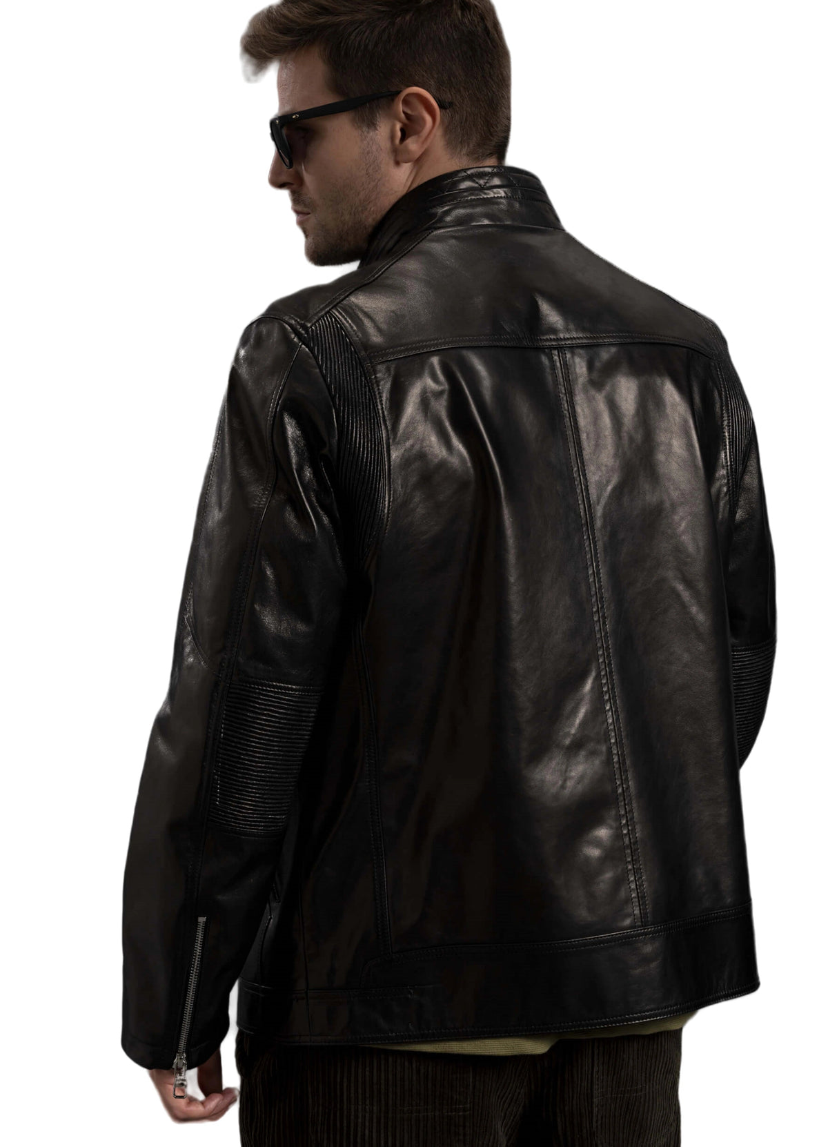 Men's 100% Goatskin Quilted Bomber Leather Motorcycle Jacket