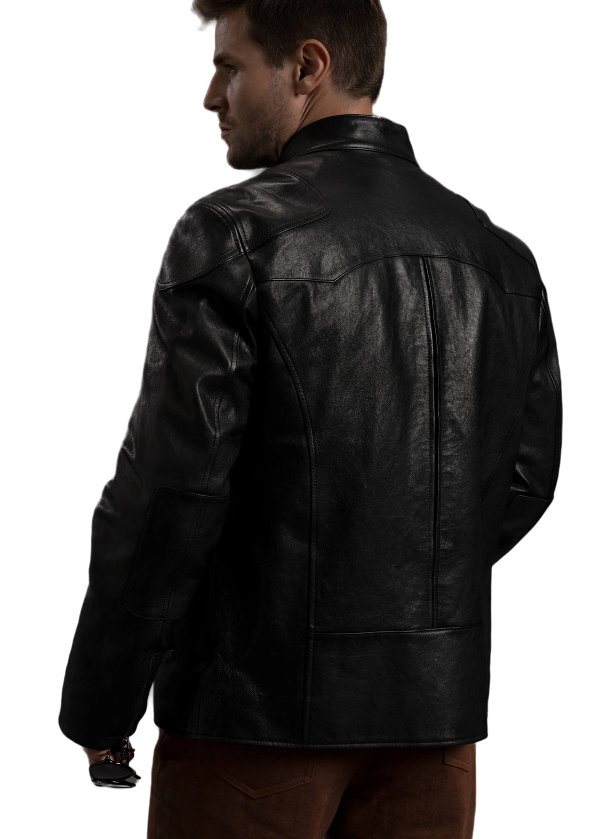 Men's Matte Black Goatskin Genuine Leather Bomber Jacket